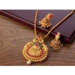 Women's Rose Gold Plated Alloy Jewellery Chain Pendant Sets (Gold & Red)
