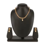 Women's Rose Gold Plated Alloy Necklace & Earings Set (Gold)