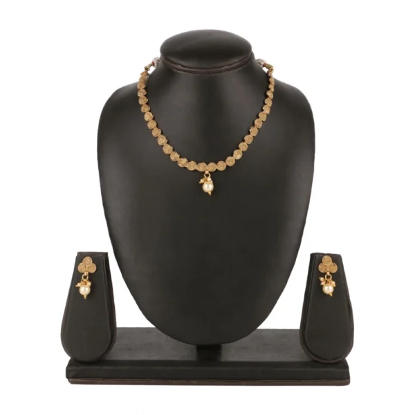 Women's Rose Gold Plated Alloy Necklace & Earings Set (Gold)