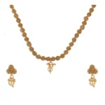 Women's Rose Gold Plated Alloy Necklace & Earings Set (Gold)