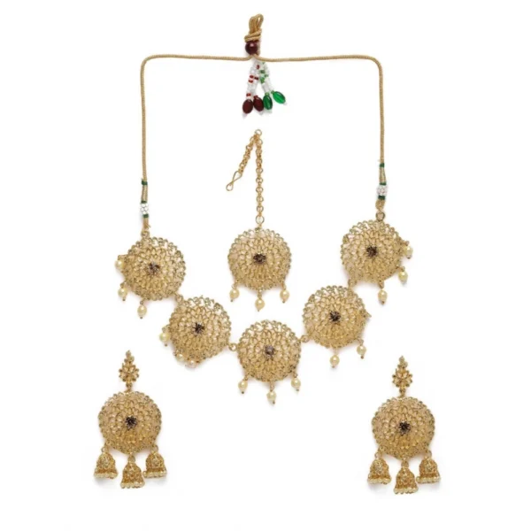 Women's Rose Gold Plated Alloy Necklace & Earings Set (Gold)