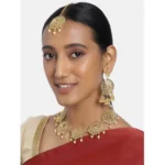 Women's Rose Gold Plated Alloy Necklace & Earings Set (Gold)