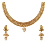 Women's Rose Gold Plated Alloy Necklace & Earings Set (Gold)