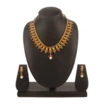 Women's Rose Gold Plated Alloy Necklace & Earings Set (Green & Red)