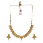 Women's Rose Gold Plated Alloy Necklace & Earings Set (Gold)