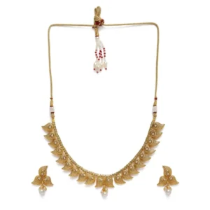 Women's Rose Gold Plated Alloy Necklace & Earings Set (Gold)