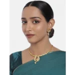 Women's Rose Gold Plated Alloy Necklace & Earings Set (White & Red)