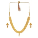 Women's Rose Gold Plated Alloy Necklace & Earings Set (Gold)