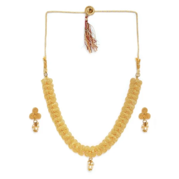 Women's Rose Gold Plated Alloy Necklace & Earings Set (Gold)