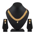 Women's Rose Gold Plated Alloy Necklace & Earings Set (Gold)