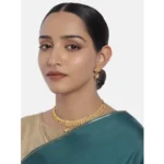 Women's Rose Gold Plated Alloy Necklace & Earings Set (Gold)
