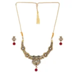 Women's Rose Gold Plated Alloy Necklace & Earings Set (Multicolor)