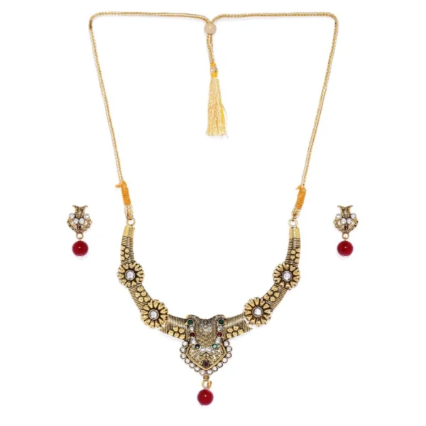 Women's Rose Gold Plated Alloy Necklace & Earings Set (Multicolor)