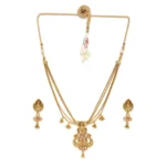 Women's Rose Gold Plated Alloy Necklace & Earings Set (Gold)