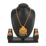 Women's Rose Gold Plated Alloy Necklace & Earings Set (Gold)