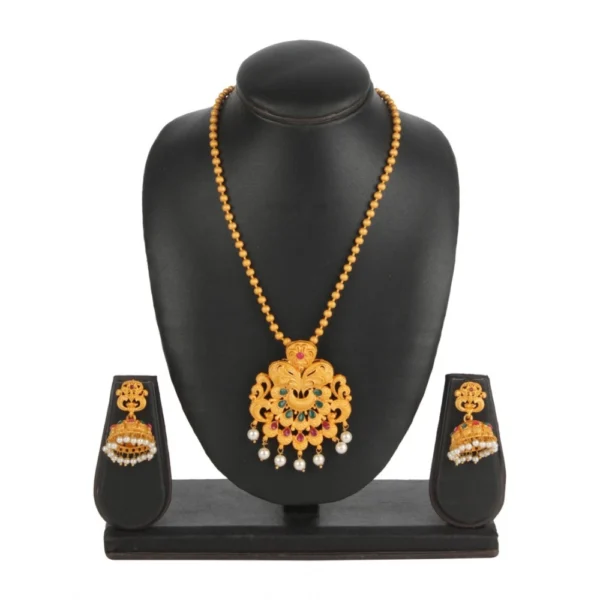Women's Rose Gold Plated Alloy Necklace & Earings Set (Gold)