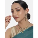 Women's Rose Gold Plated Alloy Necklace & Earings Set (Gold)