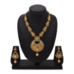 Women's Rose Gold Plated Alloy Necklace & Earings Set (Gold)