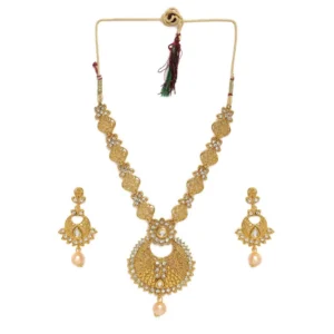 Women's Rose Gold Plated Alloy Necklace & Earings Set (Gold)