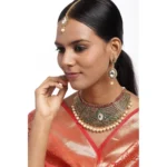 Women's Rose Gold Plated Alloy Necklace & Earings Set (Multicolor)