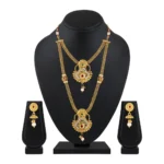 Women's Rose Gold Plated Alloy Necklace & Earings Set (Gold)