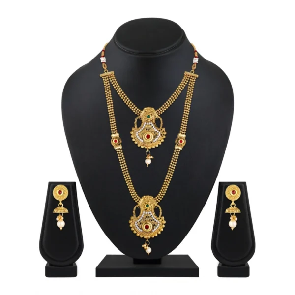 Women's Rose Gold Plated Alloy Necklace & Earings Set (Gold)