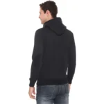 Men's Casual Solid Fleece Hooded Neck T-shirt (Black)