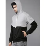 Men's Casual Solid Fleece Hooded Neck T-shirt (Black)