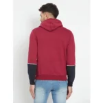 Men's Casual Solid Fleece Hooded Neck T-shirt (Maroon)
