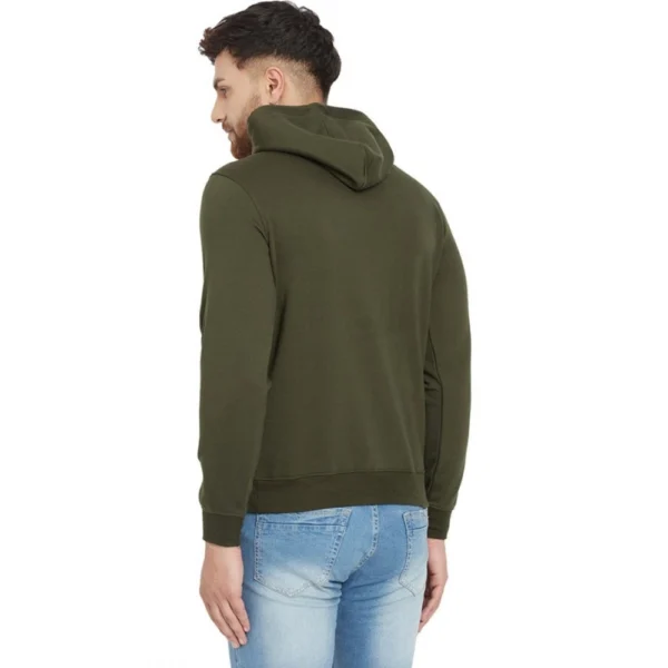 Men's Casual Solid Fleece Hooded Neck T-shirt (Green)