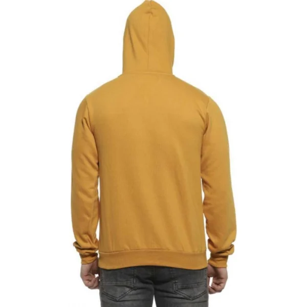 Men's Casual Solid Fleece Hooded Neck T-shirt (Yellow)