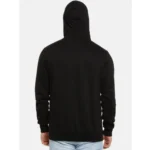 Men's Casual Printed Fleece Hooded Neck T-shirt (Black)