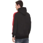 Men's Casual Striped Fleece Hooded Neck T-shirt (Black)
