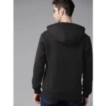 Men's Casual Solid Fleece Hooded Neck T-shirt (Black)