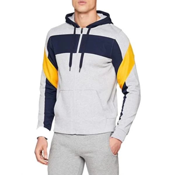Men's Casual Solid Fleece Hooded Neck T-shirt (Grey)
