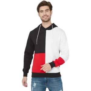 Men's Casual Solid Fleece Hooded Neck T-shirt (Multicolor)