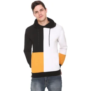 Men's Casual Solid Fleece Hooded Neck T-shirt (Multicolor)