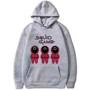 Men's Casual Printed Fleece Hooded Neck T-shirt (Grey)