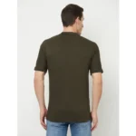 Men's Casual Solid Cotton Blend Polo Neck T-shirt (Dark Green)