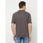 Men's Casual Solid Cotton Blend Polo Neck T-shirt (Grey)