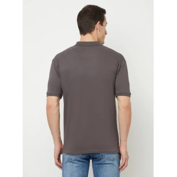 Men's Casual Solid Cotton Blend Polo Neck T-shirt (Grey)