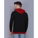 Men's Casual Solid Cotton Blend Hooded Neck T-shirt (Black)