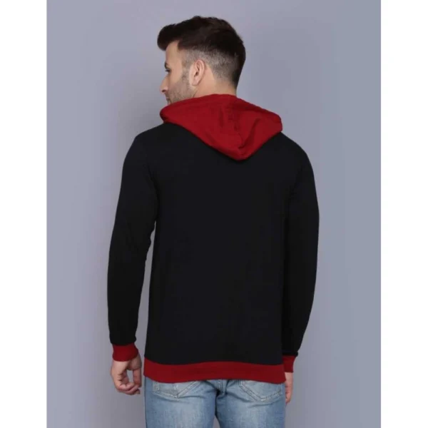 Men's Casual Solid Cotton Blend Hooded Neck T-shirt (Black)