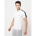 Men's Casual Solid Polyester Round Neck T-shirt (White)