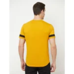 Men's Casual Striped Cotton Blend Round Neck T-shirt (Yellow & Black)