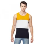 Men's Casual Colorblock Cotton Blend Round Neck Cut Sleeve T-shirt (Multicolor)