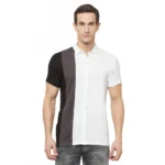 Men's Casual Colorblock Cotton Blend Collared Neck T-shirt (Multicolor)