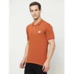 Men's Casual Solid Cotton Blend Polo Neck T-shirt (Orange)