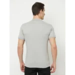 Men's Casual Solid Cotton Blend Polo Neck T-shirt (Grey)