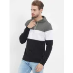 Men's Casual Colorblock Cotton Blend Hooded Neck T-shirt (Multicolor)